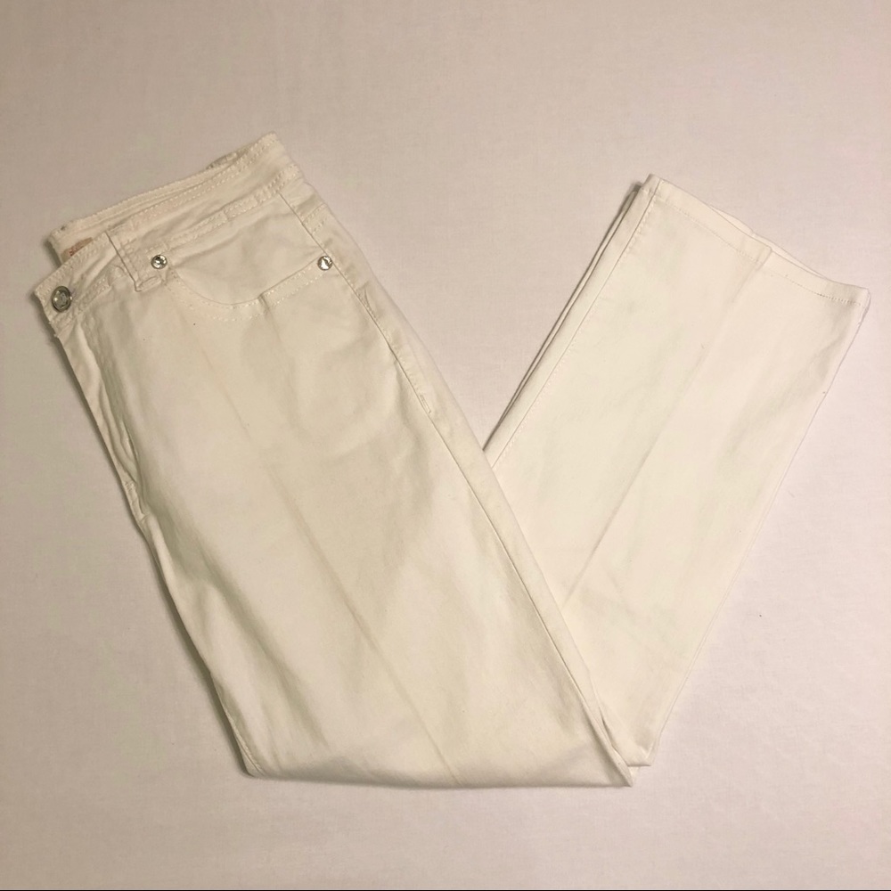 Reba White Bling Jeans Embellished Cropped Pants